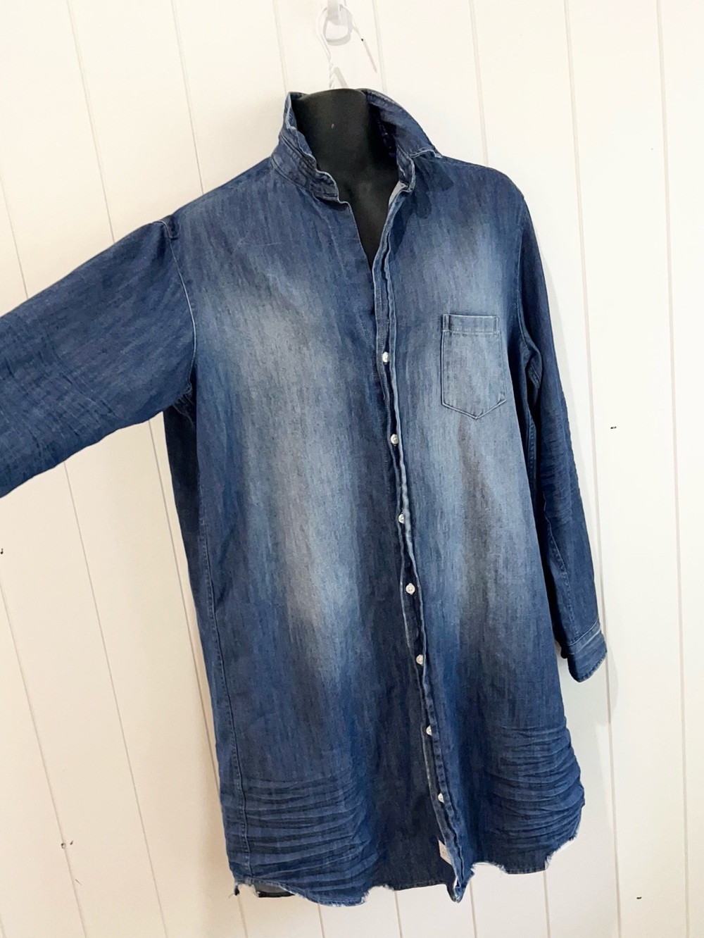 Frank & Eileen Mary Dress Denim Distressed casual Midi Size S - Picture 3 of 13